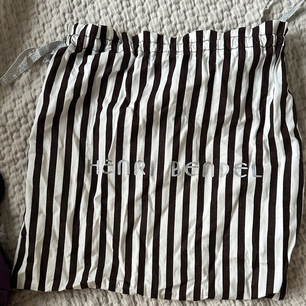 Henri Bendel Purple satin bag with Navy Blue and silver accents - Picture 12 of 16